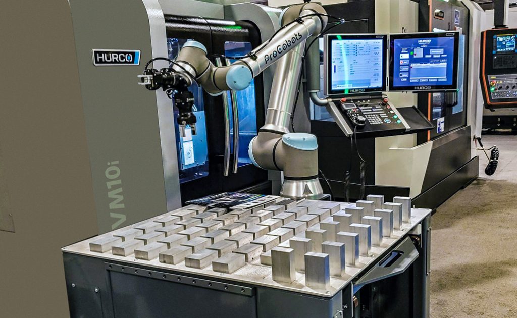 A cobot machine tending