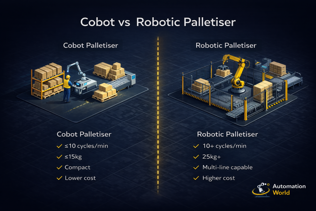 Cobot Palletiser vs Robotic Palletiser