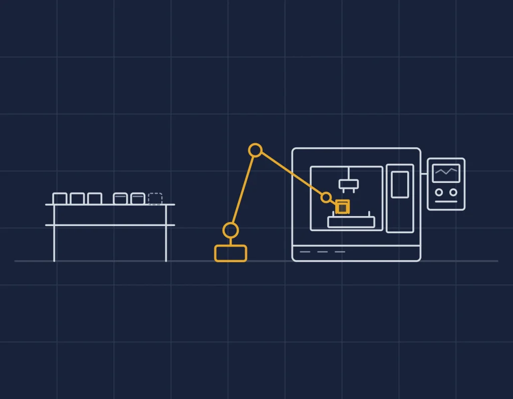 Robot loading parts into a CNC machine