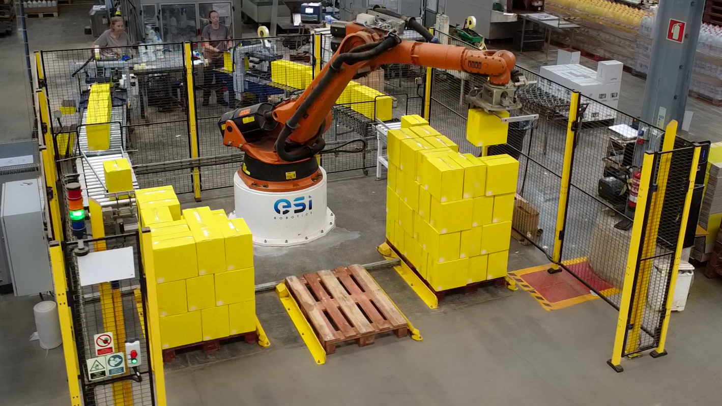 a robot palletising cell