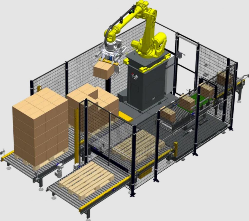 3D model of a robot palletising cell