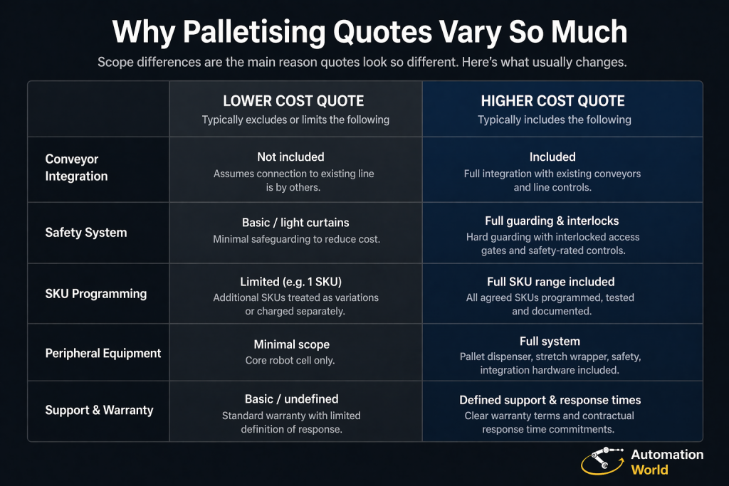 Why do palletising quotes vary?